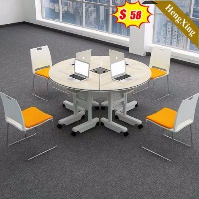 Chinese Factory Customized Wooden Office School Furniture Round Dining Folding Table with Chair