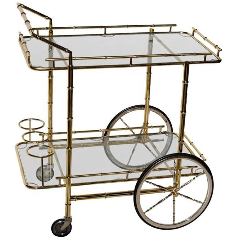 Professional Design Metal Bar Cart Furniture with Wheels for Hotel and Bar