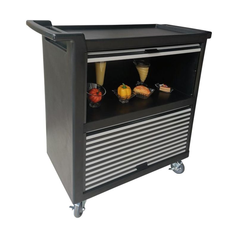 Hotel Food Service Trolley with PP Plastic Kitchen Plate Collector Cleaning Service Cart