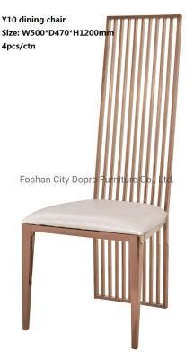 Dopro Popular Stainless Steel Polished Rose Gold High Back Dining Chair Y10, Multiple Tubes, with PU Upholstery