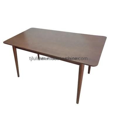 Modern Luxury Walnut Color 6 Seater Restaurant Dining Table Set Solid Wooden Dining Table