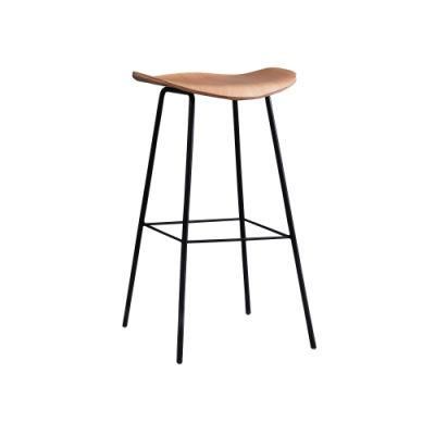 Modern Simple Front Desk Chair Coffee Shop High Stool Metal Foot Bar Chair
