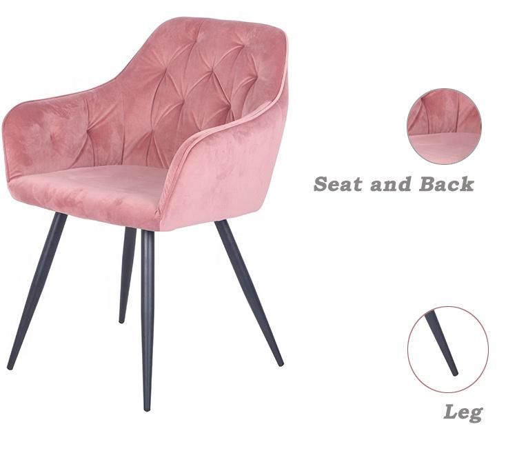 Restaurant Furniture Upholstered Velvet Fabric Armrest Chair Living Room Single Seater Sofa Chair with Metal Frame for Outdoor Chair