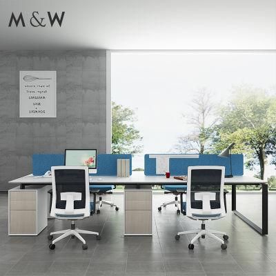 Top Fashion Wholesale Modern Design Panel Two Sided Desks Triangle 4 Person Workstation Office Desk