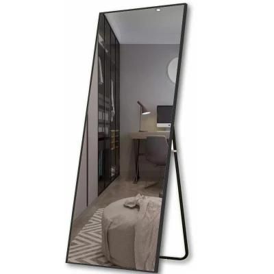 Black Large Rectangle Full Length Oversized Floor Mirror for Rest Room