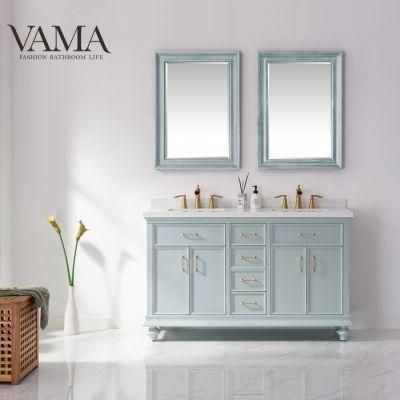 Vama 60 Inch Commercial Ready Made Double Sinks Bathroom Furniture for China