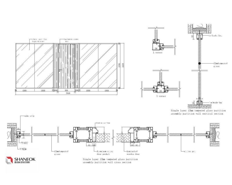 Shaneok Glass Office Partition with Tempered