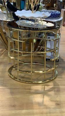 End Table Set Modern Round Black Powder Coated Glass Coffee Table