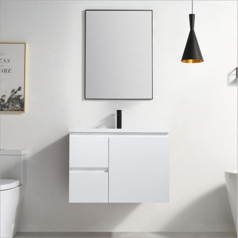 Solid Wood Bathroom Vanity Simple Modern with Ceramics Top