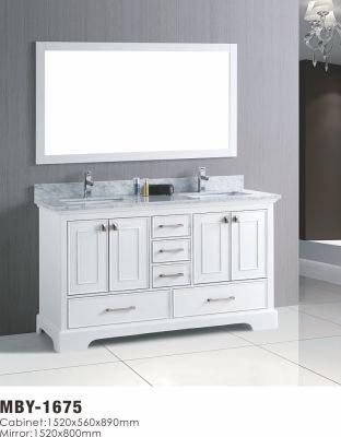 Hot Sell White Wood Bathroom Vanity with Marble Top