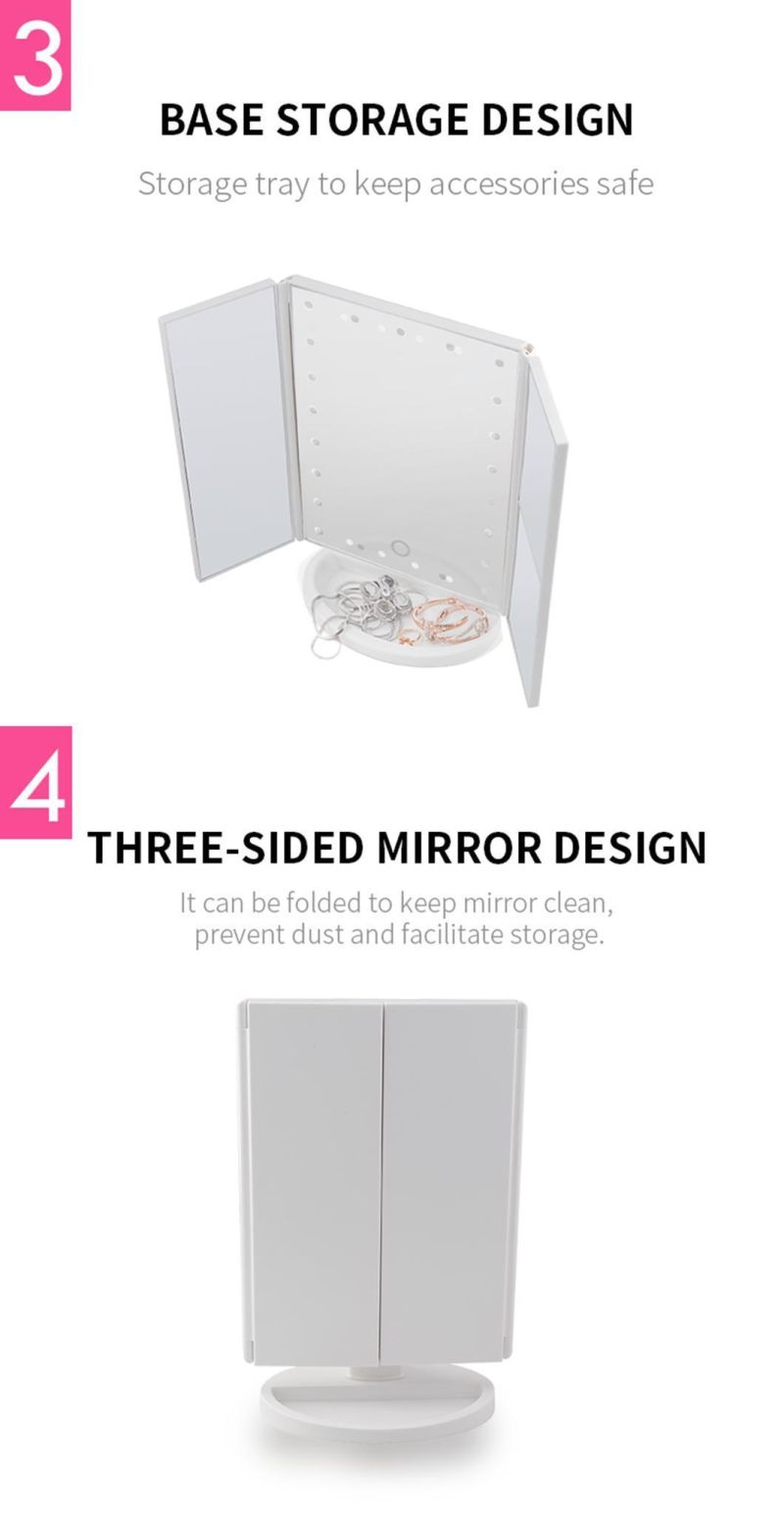 Pritech Foldable Desktop Cosmetic Makeup Mirror with LED Light