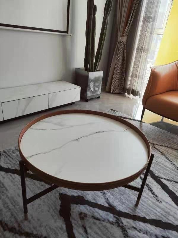 Leather Furniture Marble Rock Plate Coffee Table