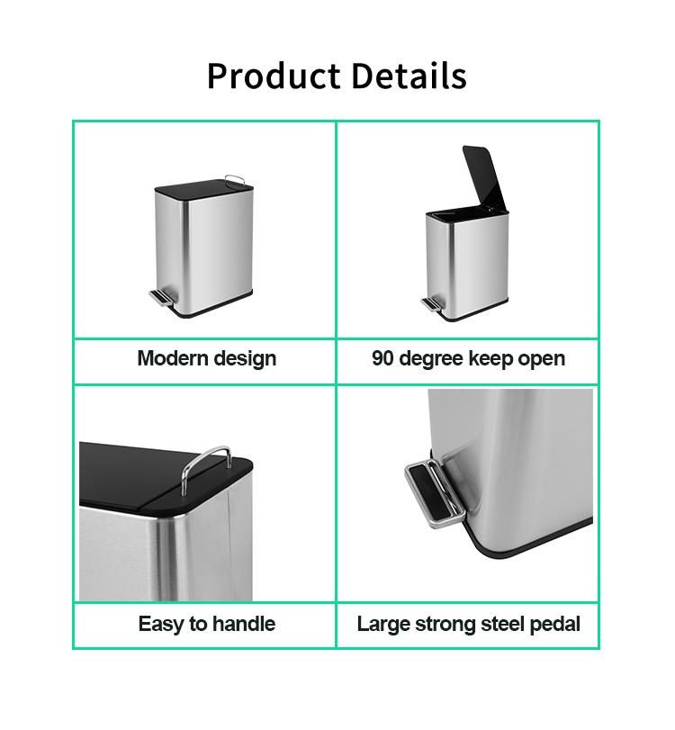 Modern Design 5L12L15L Stainless Steel Trash Can