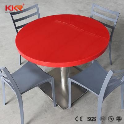 Red Artificial Stone Rectangular and Round Coffee Counter Top Table
