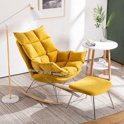 Modern Newly Design Nordic Furniture European Log Wood Rocking Chair
