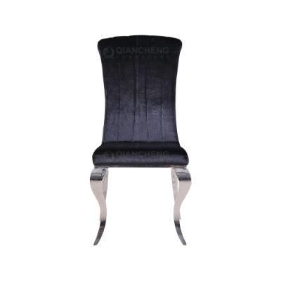 Modern Home Furniture Metal Stainless Steel Louis Black Velvet Dining Chair