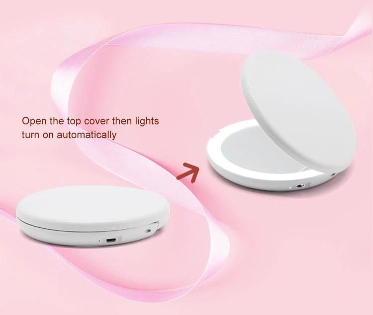 High Definition Foldable Pocket Mirror Rechargeable 1000mAh Battery Inbuilt Portable Makeup Mirror