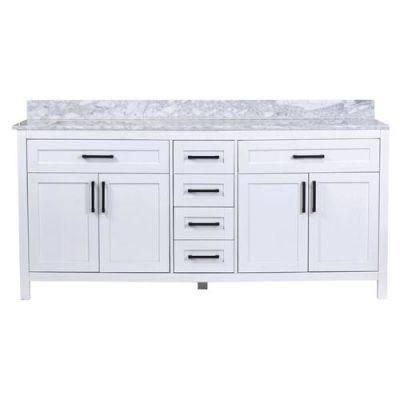 72&quot;W X 22&quot;D Gray Vanity and White Cultured Marble Vanity Top with Rectangular Undermount Bowls