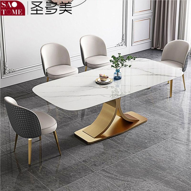 Modern Rock Furniture Stainless Steel Titanium Base Dining Table