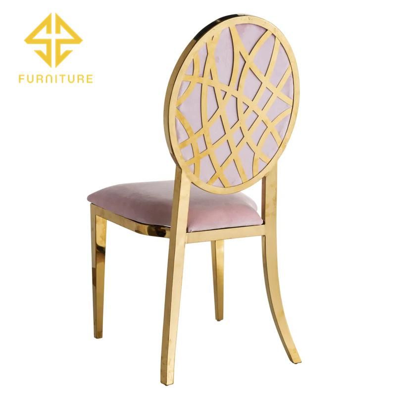 Wholesale Special Back Design Golden Stainless Steel Wedding Chair for Modern Event Furniture