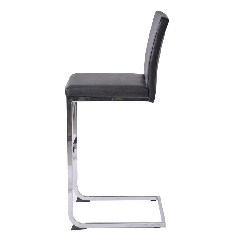 Vintage Comfortable PU Bar Stools Upholstered Chrome Legs High Bar Chair