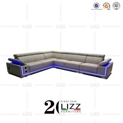 Australia Modern Design Modular Geniue Leather Functional LED Sofa for Home Living Room