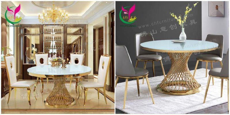 Postmodern Light Luxury Home Guest Restaurant High-End Large Apartment Glass Stainless Steel Dining Table