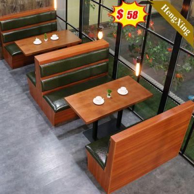 Modern Fashion Design Dark Wood Color Chinese Factory Wholesale Restaurant Furniture Wooden Dining Table with Sofa