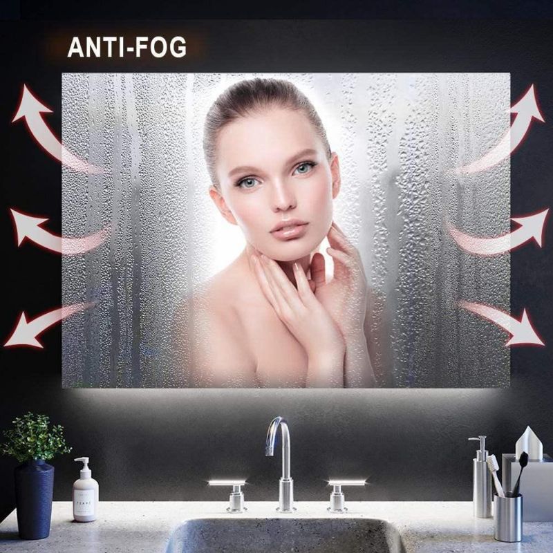 Rectangle LED Infinity Bathroom Mirror Wall Mounted with Light Anti Fog Bathroom Makeup Mirror