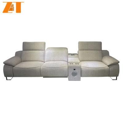 New Design Functional Remote Control LED Modern Home Living Room Furniture Set Top Grain Fabric L Shape Sofa