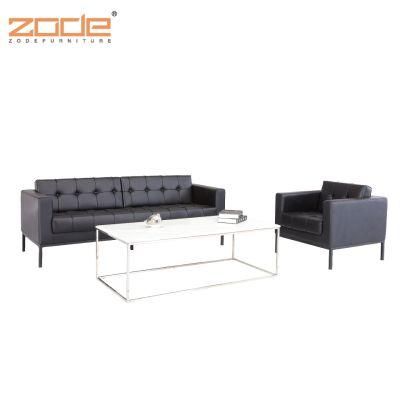 Zode Modern Home/Living Room/Office Furniture SD728 Stainless Steel Lounge Leather Sofa Set