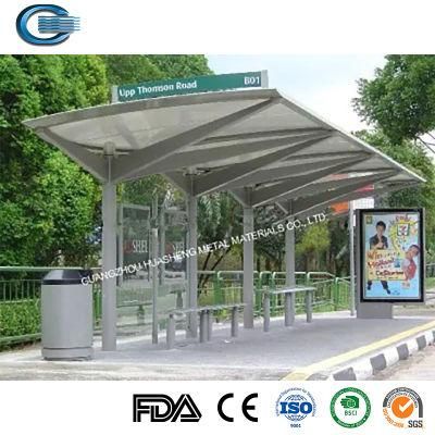 Huasheng Outdoor Bus Shelter China Steel Bus Stop Shelter Suppliers Modern Design Intelligent Service Metal Solar Smart Bus Stop Shelter