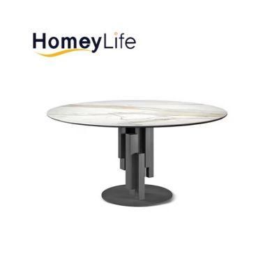 Restaurant Furniture Modern Marble Dining Table with Stainless Steel Base