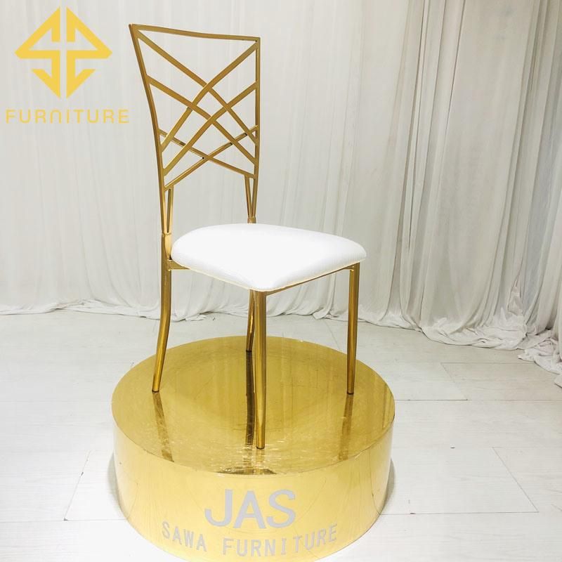 Chinafurniture Modern Design Stainless Steel White Sponge Seat High Dining Chair for Wedding Banquet