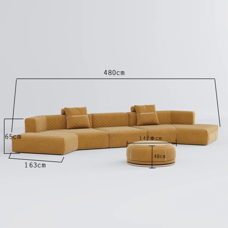 Direct Sale European New Design Round Shape Home Furniture Modern Living Room Wood Frame Fabric Sofa