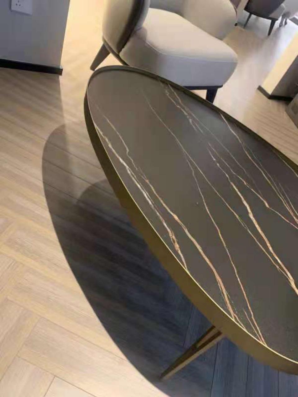 Modern Apartment Furniture Black Marble Rock Plate Coffee Table