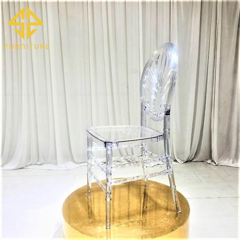 Modern Flowery Back Decoration Plastic Chairs for Event Wedding Use