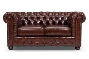 Modern Genuine Leather Chesterfield Sofa for Living Room