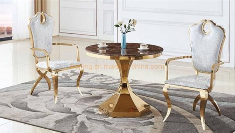 Wedding Chair Table Set Round Hollow out Back Stainless Steel Hotel Banquet Throne Chairs