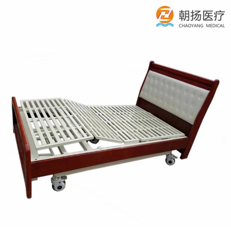 Three Function Adjustable Wooden Modern Mobile Nursing Hospital Bed Elderly Electric Home Care Bed