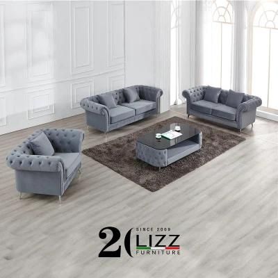 Modern European Setional Home /Living Room /Hotel Office Commercial Leisure Velvet /Linen Fabric Sofa Furniture Set