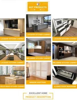 High End Dark Red Lacquer Kitchen Cabinets Furniture
