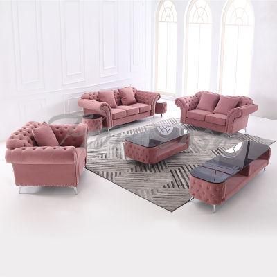 European Design Home Chesterfield Sofa Living Room Leisure Furniture with Single Chair
