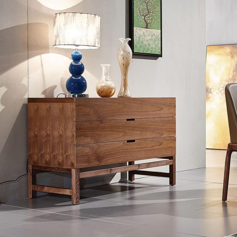 Modern Home Living Room Furniture Veneer Wooden Side Cabinet with Drawer Storage