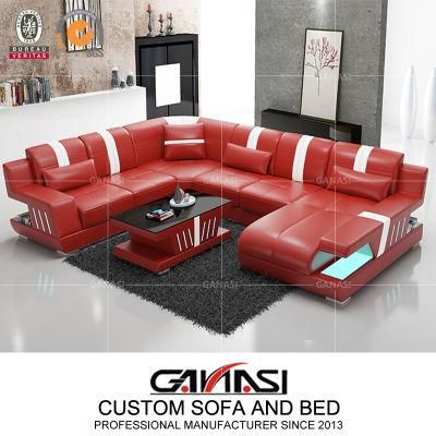 Italy Home Leather U Shape Sofa for Modern Living Room