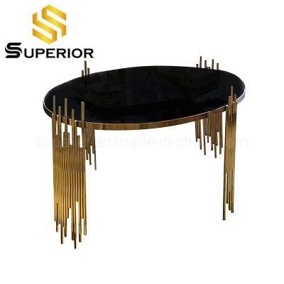 Luxury Gold Stainless Steel Oval Coffee Table for Hotel