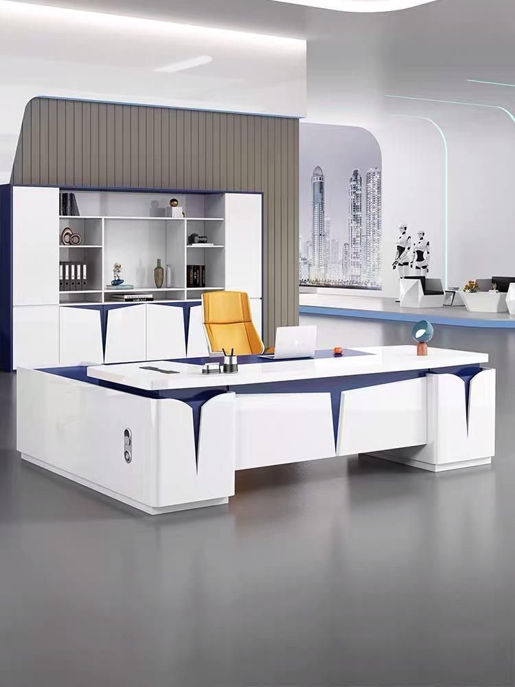 New Luxury Modern Simple Elegant Office Furniture White Wooden Boss Desk