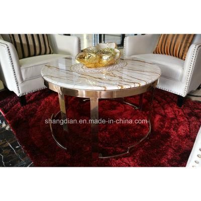 Modern Marble 5 Satr Hotel Lobby Furniture Coffee Table with Stainless Steel (KL C05)
