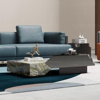 Nordic Living Room Center Sofa Side Table Modern Apartment Stainless Steel with Sintered Stone Coffee Table