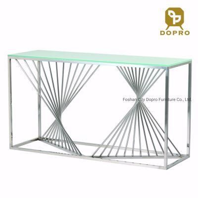French Style Clear Glass Top Console Table for Home and Hotel Furniture